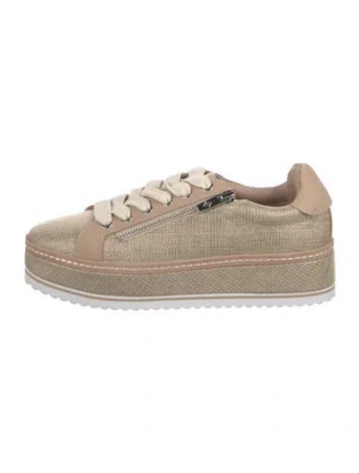 Pre-owned Donald Pliner Leather Colorblock Pattern Sneakers In Neutral