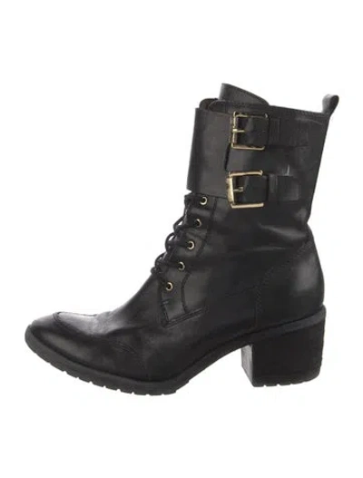 Pre-owned Donald Pliner Leather Combat Boots In Black