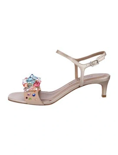 Pre-owned Donald Pliner Leather Crystal Embellishments Sandals In Pink