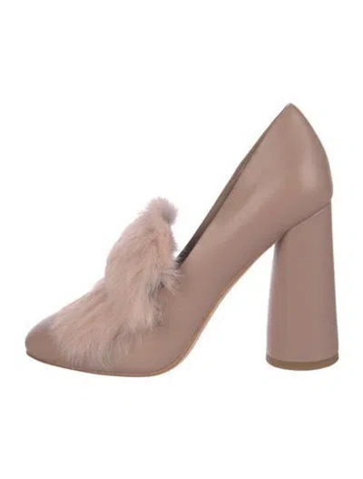 Pre-owned Donald Pliner Leather Faux Fur Trim Pumps In Pink