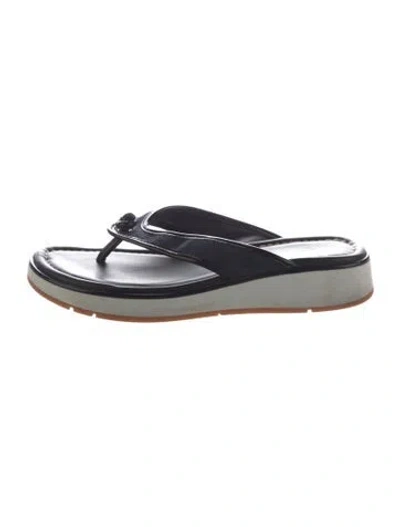 Pre-owned Donald Pliner Leather Flip Flops In Blue