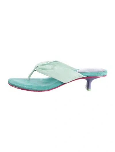 Pre-owned Donald Pliner Leather Flip Flops In Blue