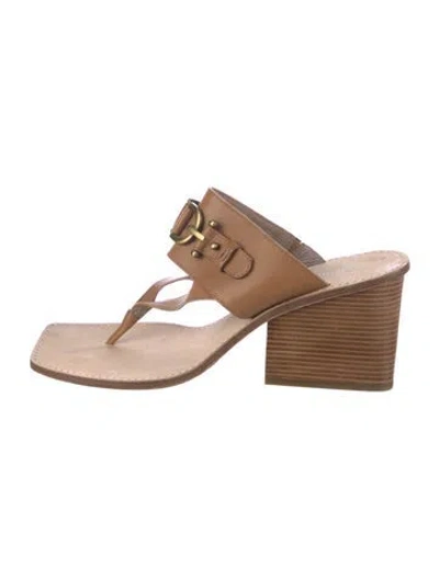 Pre-owned Donald Pliner Leather Flip Flops In Brown