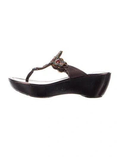 Pre-owned Donald Pliner Leather Flip Flops In Brown/metallic