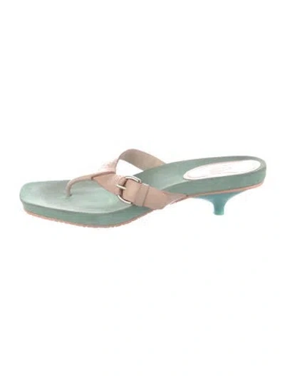 Pre-owned Donald Pliner Leather Flip Flops In Green