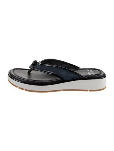 Pre-owned Donald Pliner Leather Flip Flops In Silver