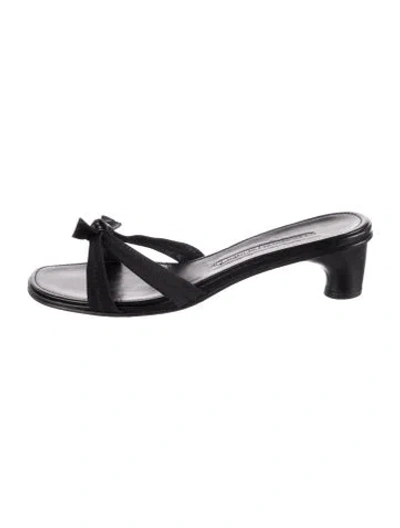Pre-owned Donald Pliner Leather Floral Print Slides In Black