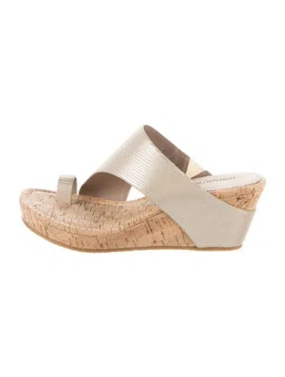 Pre-owned Donald Pliner Leather Glitter Accents Sandals In Neutrals