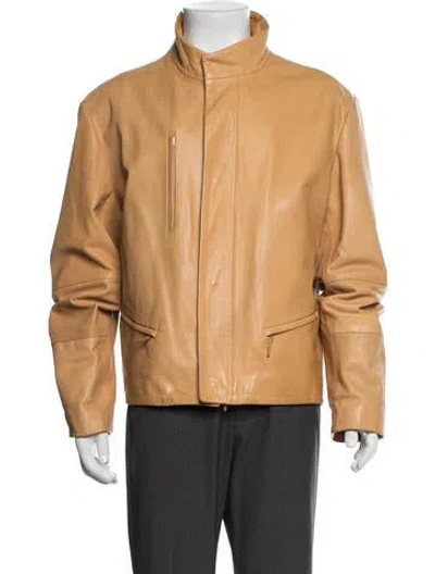 Pre-owned Donald Pliner Leather Jacket In Brown