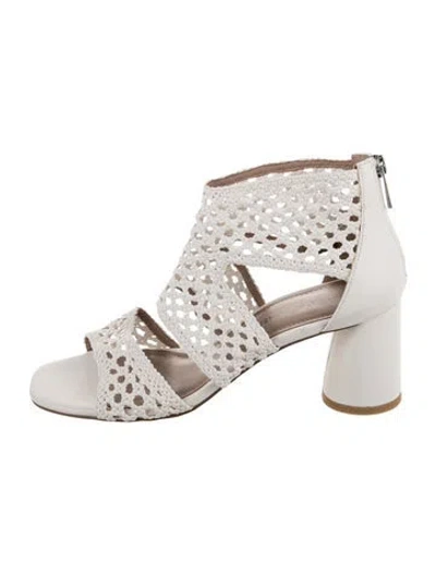 Pre-owned Donald Pliner Leather Lace Pattern Sandals In White