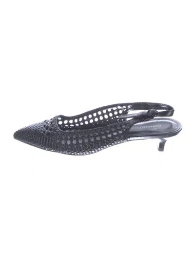 Pre-owned Donald Pliner Leather Lace Pattern Slingback Flats In Blue