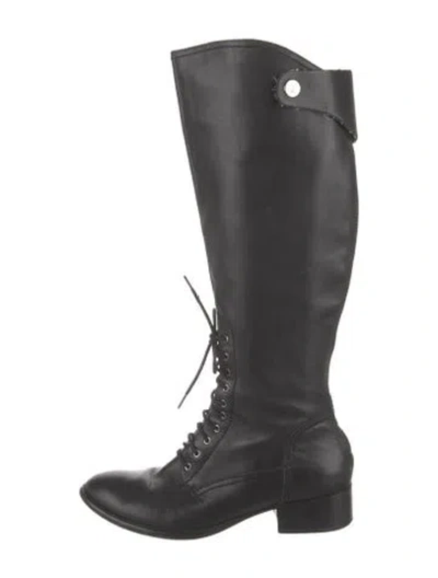Pre-owned Donald Pliner Leather Lace-up Boots In Black