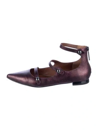 Pre-owned Donald Pliner Leather Mary Jane Flats In Purple