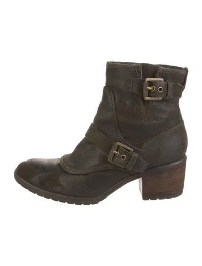 Pre-owned Donald Pliner Leather Moto Boots In Brown