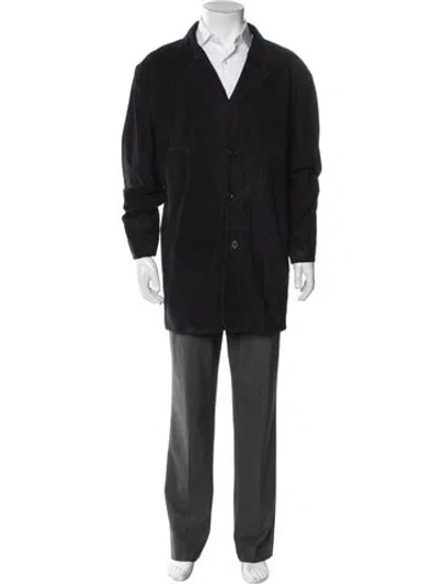 Pre-owned Donald Pliner Leather Overcoat In Black