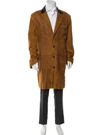 Pre-owned Donald Pliner Leather Overcoat In Brown