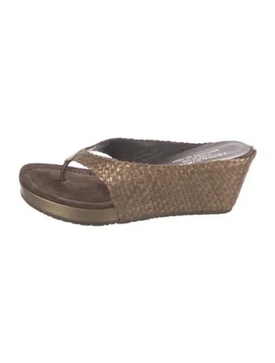 Pre-owned Donald Pliner Leather Patterned Flip Flops In Brown/metallic