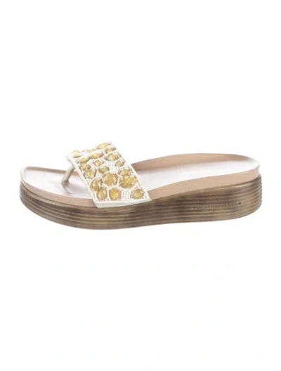 Pre-owned Donald Pliner Leather Patterned Flip Flops In Neutrals