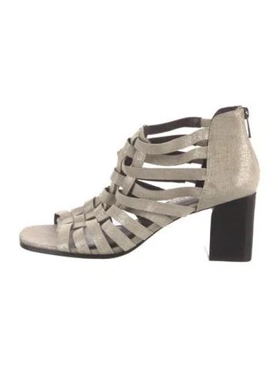 Pre-owned Donald Pliner Leather Patterned Gladiator Sandals In Neutral