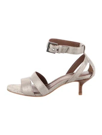Pre-owned Donald Pliner Leather Patterned Sandals In Metallic
