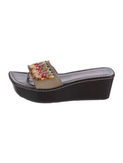 Pre-owned Donald Pliner Leather Patterned Slides In Neutrals