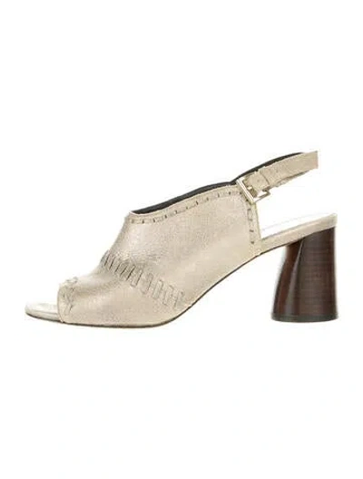 Pre-owned Donald Pliner Leather Patterned Slingback Pumps In Neutral