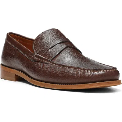 Donald Pliner Leather Penny Loafer In Brown