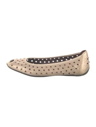 Pre-owned Donald Pliner Leather Polka Dot Print Ballet Flats In Gold