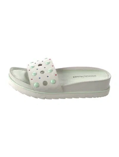 Pre-owned Donald Pliner Leather Polka Dot Print Slides In Green