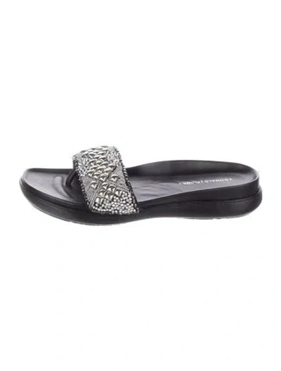 Pre-owned Donald Pliner Leather Printed Slides In Multi