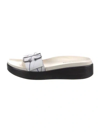 Pre-owned Donald Pliner Leather Printed Slides In White