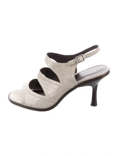 Pre-owned Donald Pliner Leather Sandals In Grey/metallic