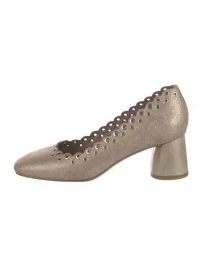 Pre-owned Donald Pliner Leather Scalloped Accent Pumps In Neutrals