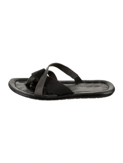 Pre-owned Donald Pliner Leather Slides In Black