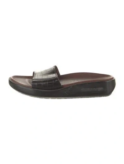 Pre-owned Donald Pliner Leather Slides In Black