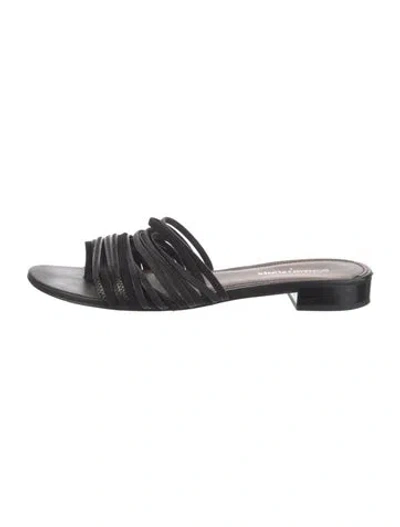 Pre-owned Donald Pliner Leather Slides In Black