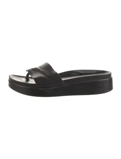 Pre-owned Donald Pliner Leather Slides In Black