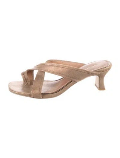 Pre-owned Donald Pliner Leather Slides In Brown