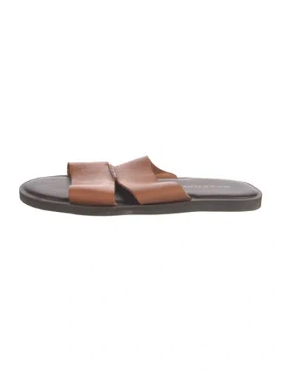 Pre-owned Donald Pliner Leather Slides In Brown