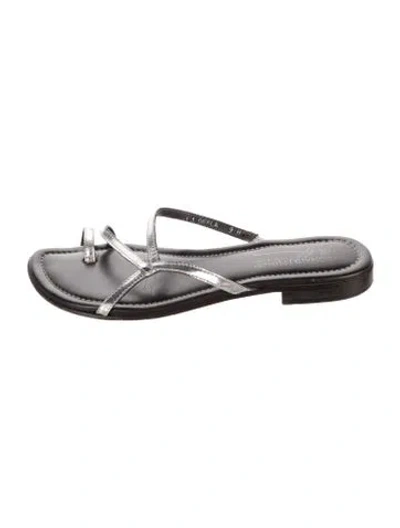 Pre-owned Donald Pliner Leather Slides In Gray