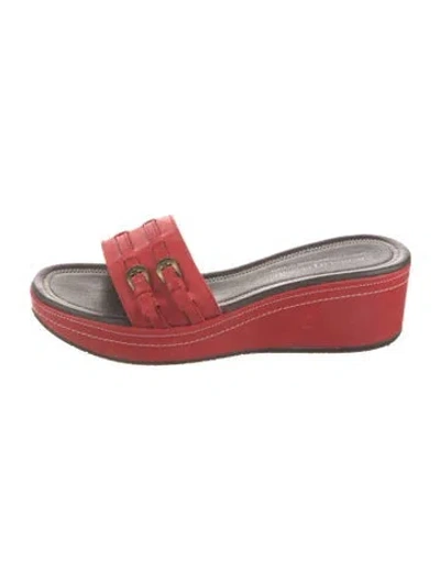 Pre-owned Donald Pliner Leather Slides In Red