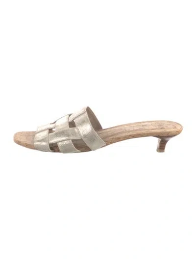 Pre-owned Donald Pliner Leather Slides In Silver