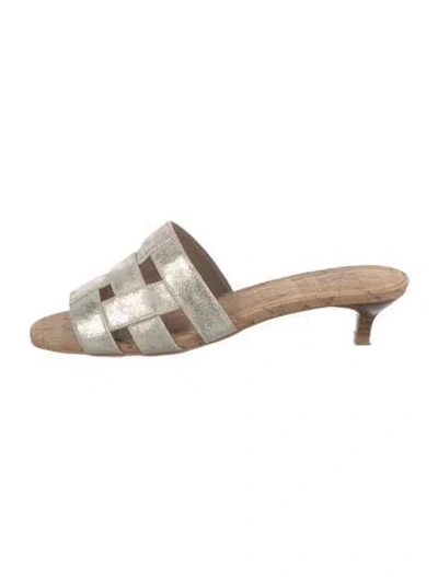 Pre-owned Donald Pliner Leather Slides In Silver