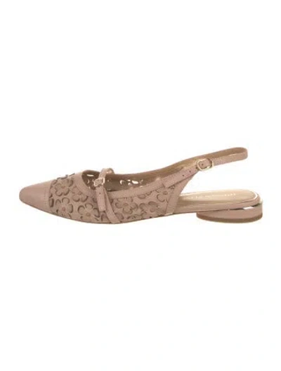 Pre-owned Donald Pliner Leather Slingback Flats In Neutral