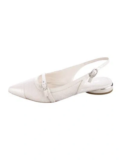 Pre-owned Donald Pliner Leather Slingback Flats In Neutral