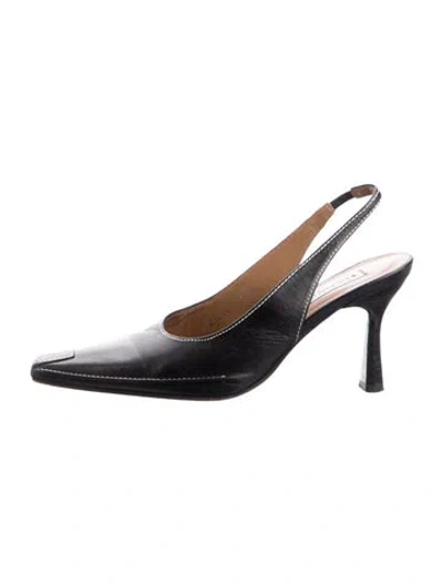 Pre-owned Donald Pliner Leather Slingback Pumps In Black