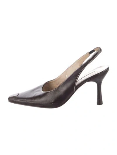 Pre-owned Donald Pliner Leather Slingback Pumps In Black
