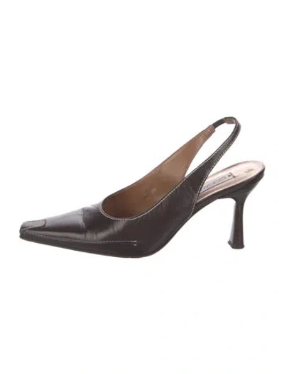 Pre-owned Donald Pliner Leather Slingback Pumps In Brown