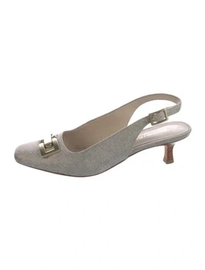 Pre-owned Donald Pliner Leather Slingback Pumps In Gray