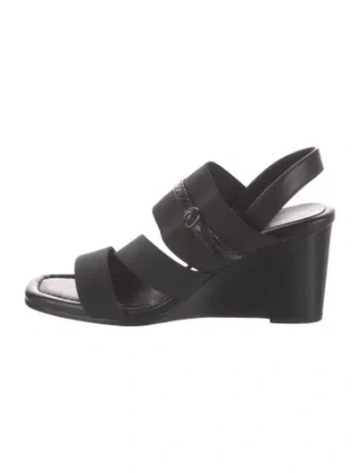 Pre-owned Donald Pliner Leather Slingback Sandals In Black